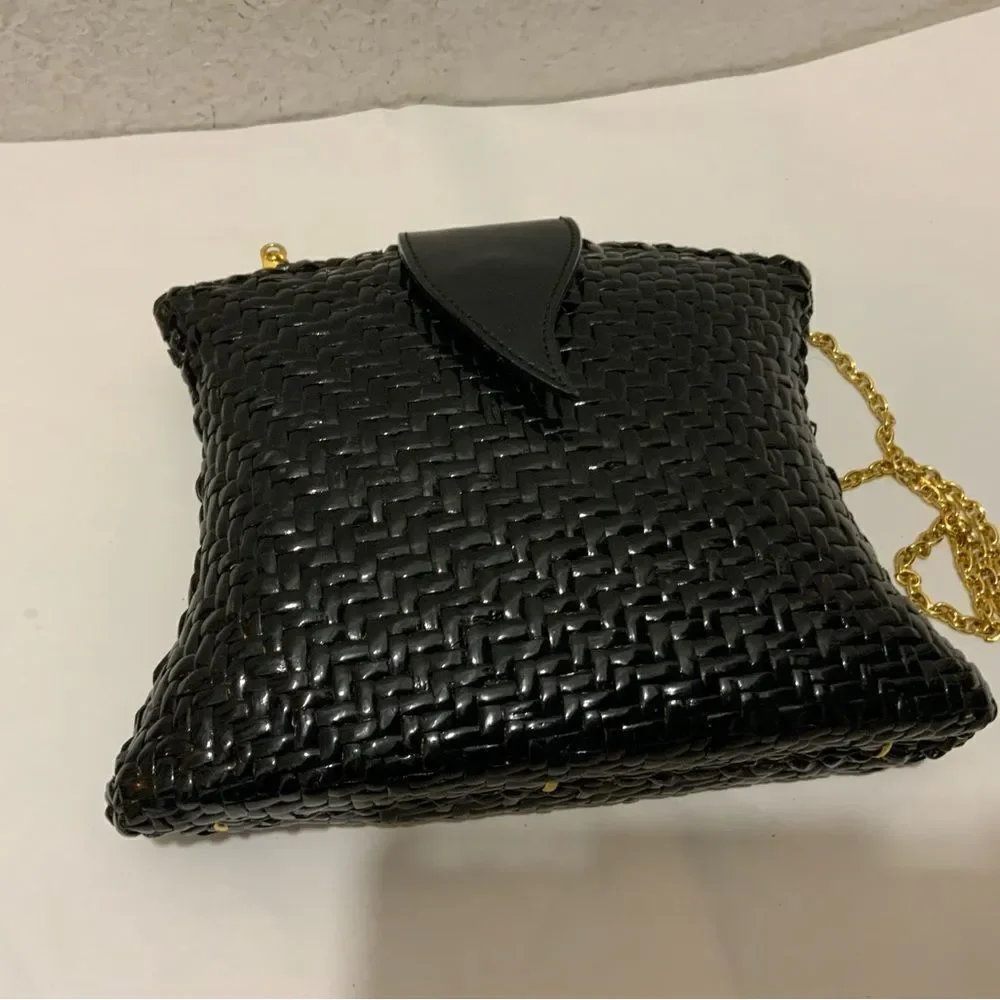 Impulse by SHARIF Leather & PVC Handwoven Basket Weave gold chain